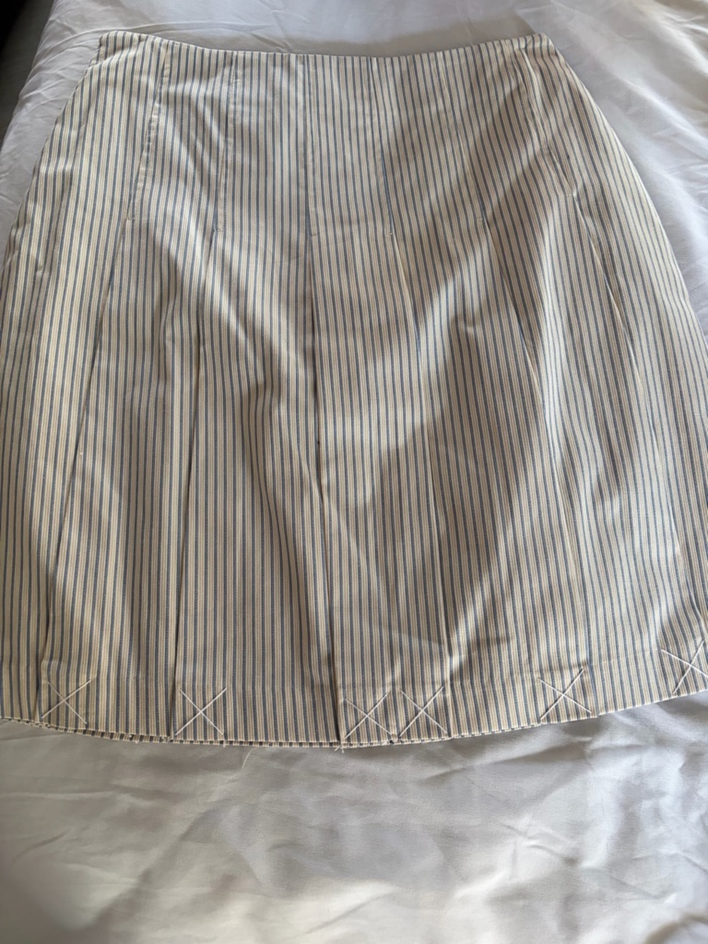Ann Taylor Factory Blue-and-White Striped A-Line Skirt